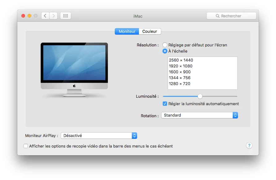 rotation ecran mac OS X El Capitan cmd alt