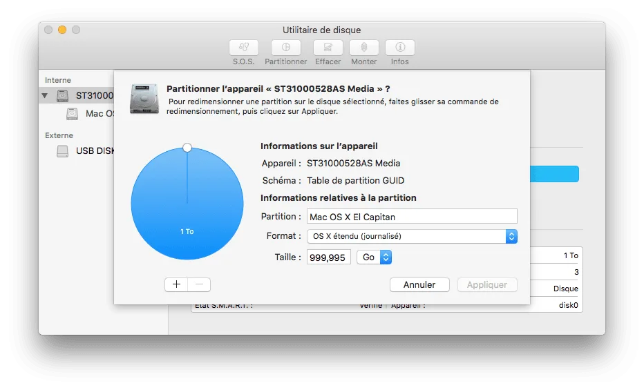 redimensionner une partition sur mac utilitaire de disque