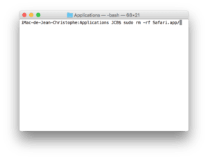 supprimer safari mac sudo rm -rf