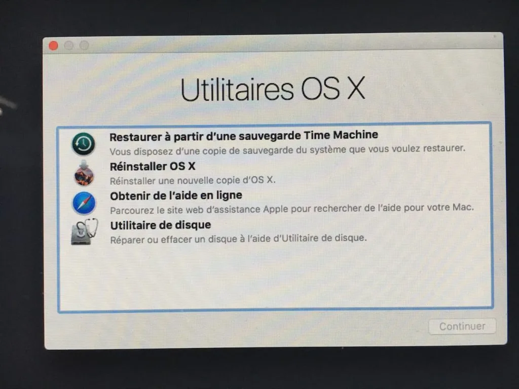 formater sur macos sierra mode recovery