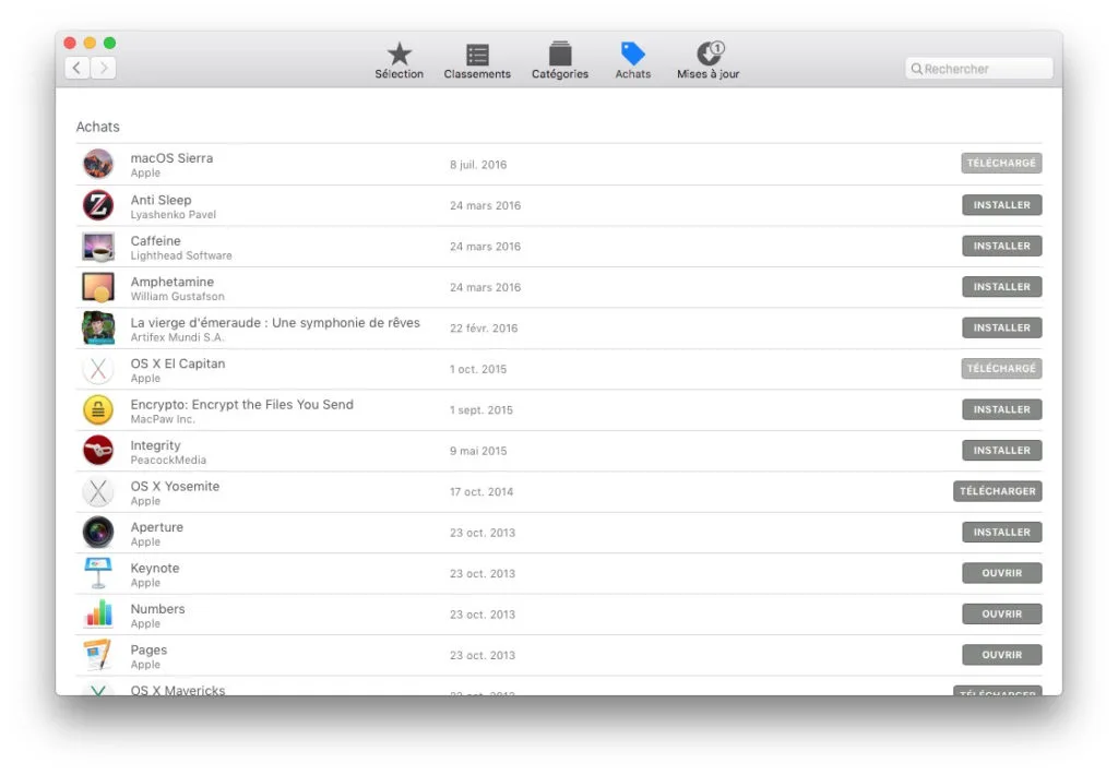 installer macos sierra telechargement app store