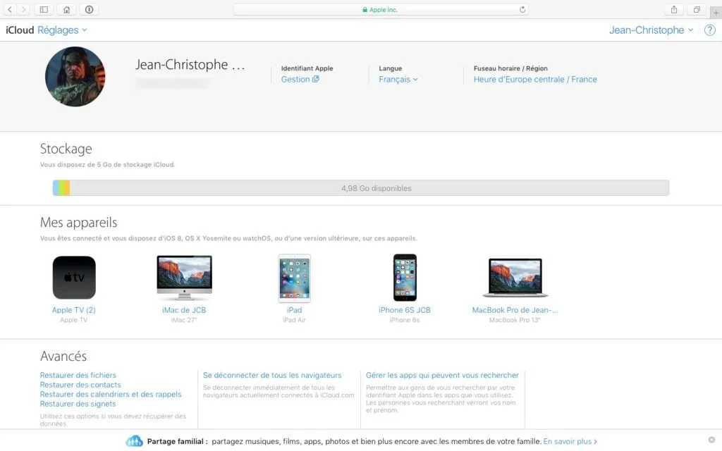 supprimer un appareil du compte icloud mes appareils