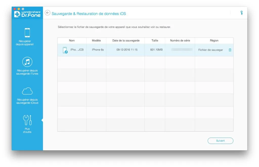 Copier ses donnees vers un nouvel iPhone dr fone restaurer