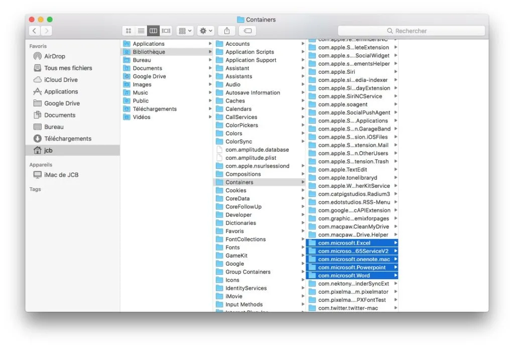 Supprimer une app sur macOS Sierra msoffice residus fichiers