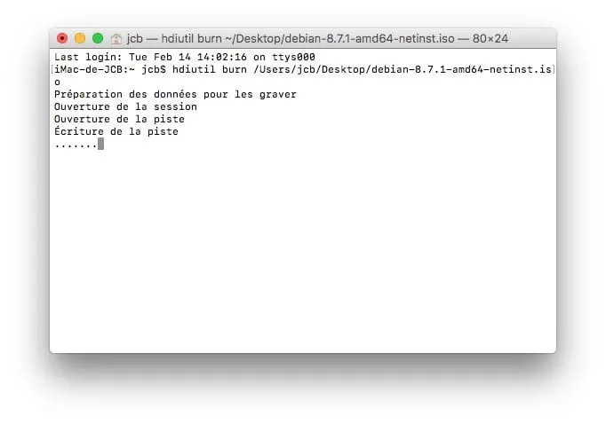 Graver un ISO sur Mac OS Sierra (10.12), El Capitan (10.11)... 6 Graver un ISO sur Mac ecriture de la piste hdiutil