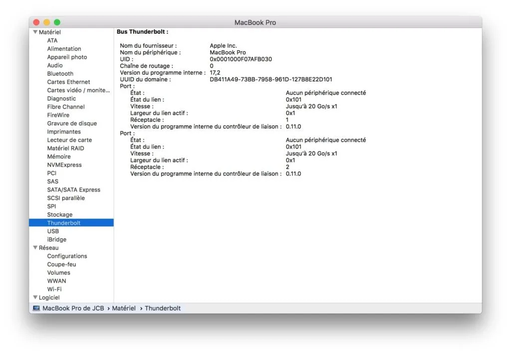 Utiliser le mode disque cible sur Mac thunderbolt 2