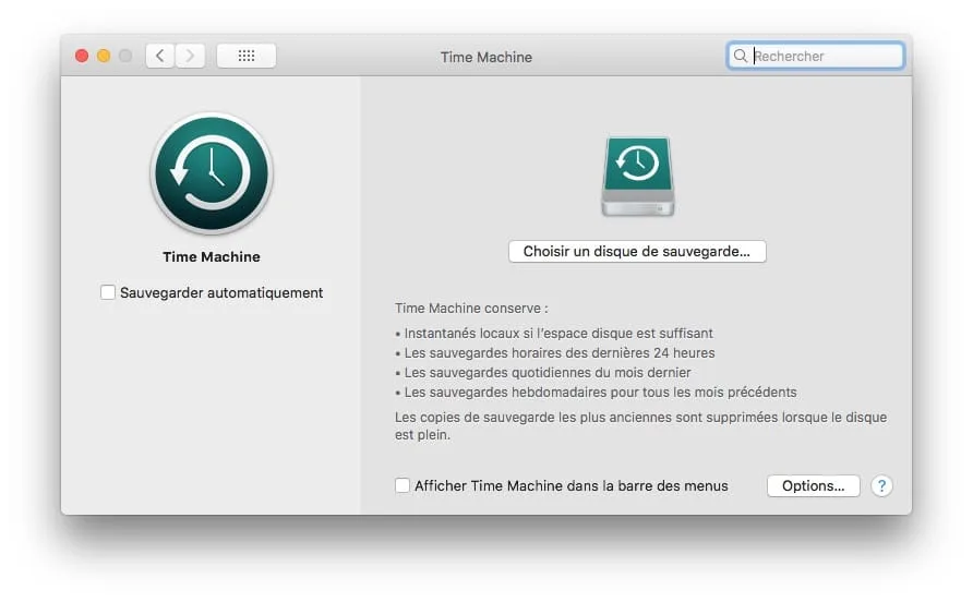 Sauvegarder son Mac avec Time Machine choisir disque de sauvegarde