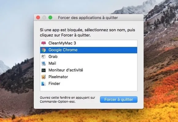 Moniteur d activite Mac fermer application bloquee