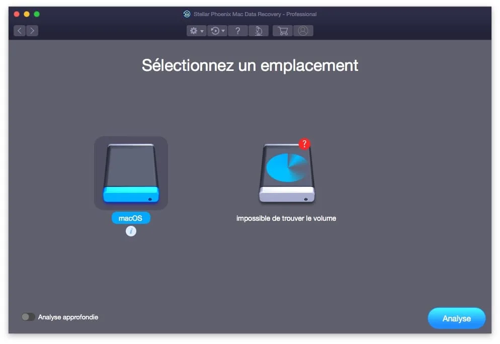 Recuperation de donnees sur Mac OS selection disque