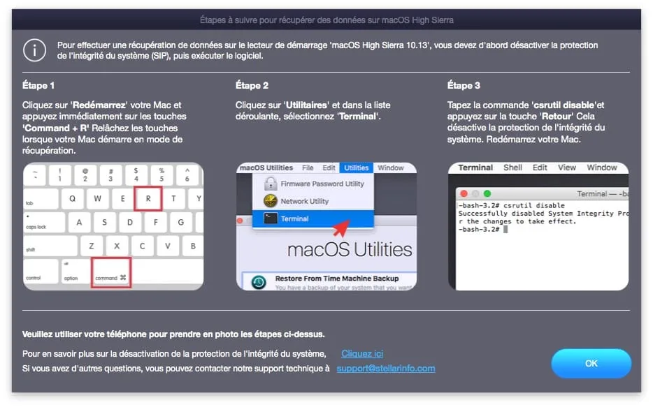 Recuperation de donnees sur Mac desactiver le SIP