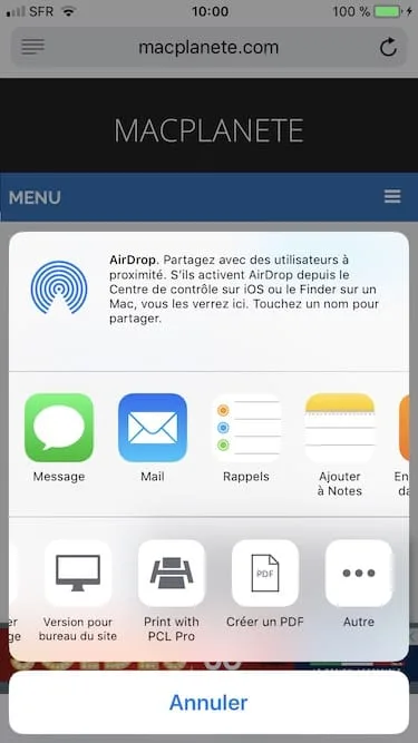 Enregistrer une page web en PDF sur iPhone creer un PDF