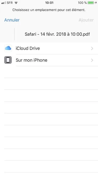 Enregistrer une page web en PDF sur iPhone sur icloud drive ou dans iphone