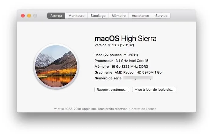 macos High Sierra 10.13.3 mise a jour supplementaire telecharger