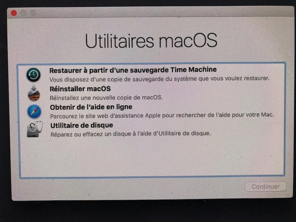 reinstaller macos si mac bloque