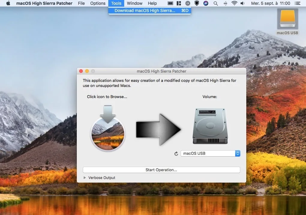 telecharger le fichier d installation complet de macOS High Sierra avec macos high sierra patcher tools