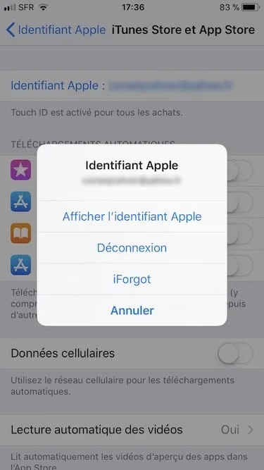 Changer le pays de son App Store afficher identifiant Apple