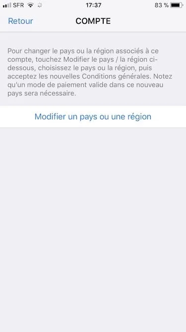 Changer le pays de son App Store modifier un pays