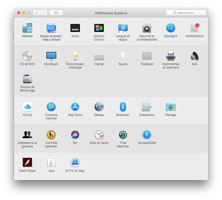 installer flash macos high sierra preferences systeme