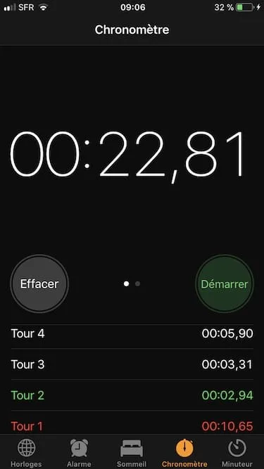utiliser le chronometre de son iPhone digital numerique