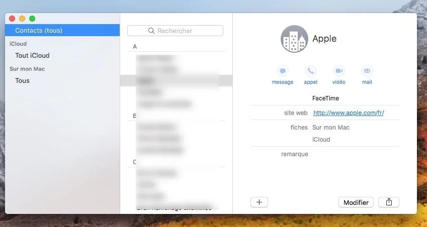 Exporter ses Contacts iphone selectionner Contacts tous