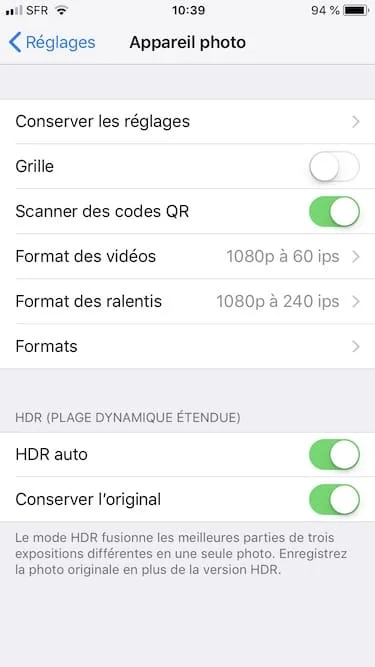 Prendre les photos en JPEG sur iPhone et pas en HEIF menu formats