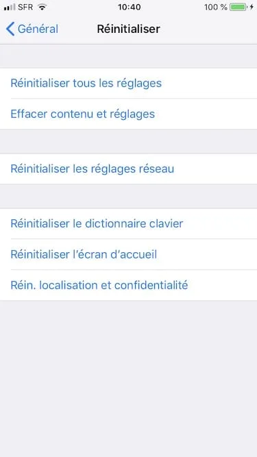 effacer contenu et reglages iphone ipad