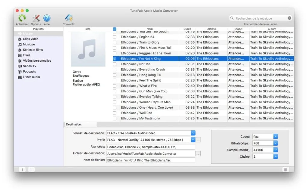 Convertir un fichier audio sur Mac TuneFab Apple Music Converter