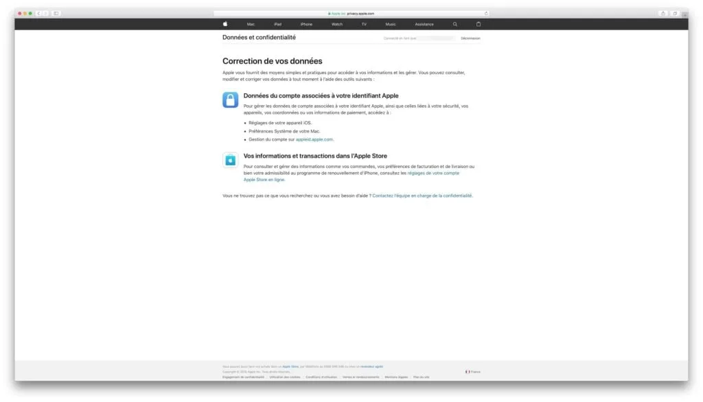 Gérer votre confidentialité Apple et vos données 4 Gerer votre confidentialite Apple Correction de vos donnees