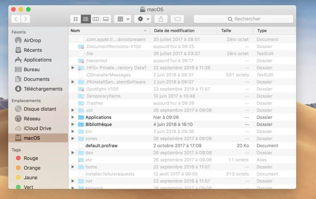 Afficher les fichiers caches sous macOS Mojave Finder