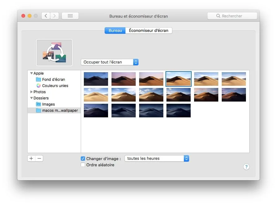 télécharger le fond d'écran macOS Mojave et activer