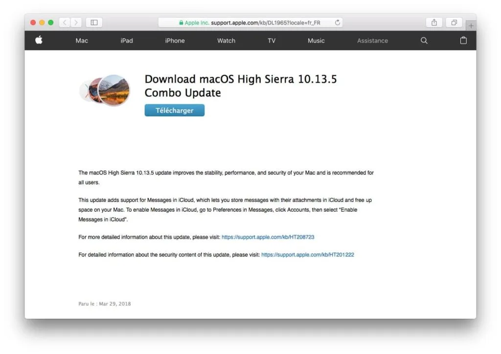 macOS High Sierra 10.13.5 Combo Update