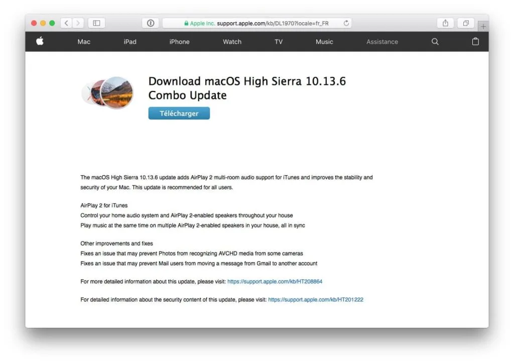 macOS High Sierra 10.13.6 mise à jour pour Mac 3 macOS High Sierra 10.13.6 combo update
