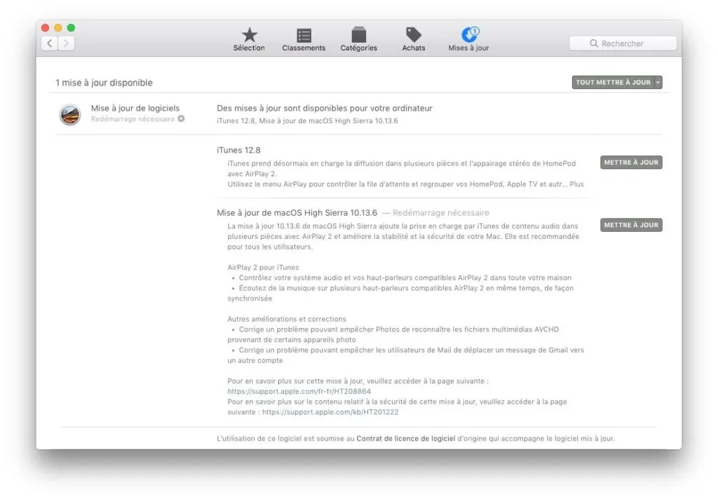 macOS High Sierra 10.13.6 mise à jour pour Mac 2 macOS High Sierra 10.13.6 liste nouveautes et correctifs bugs