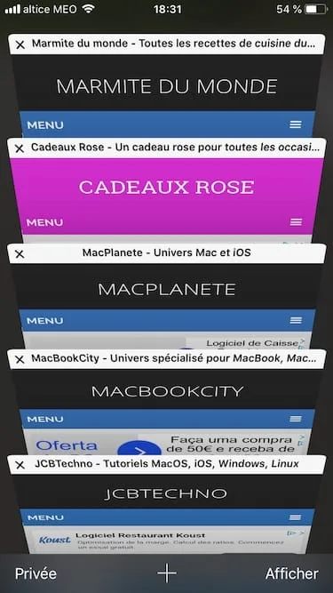 Fermer tous les onglets de Safari iPhone basculer