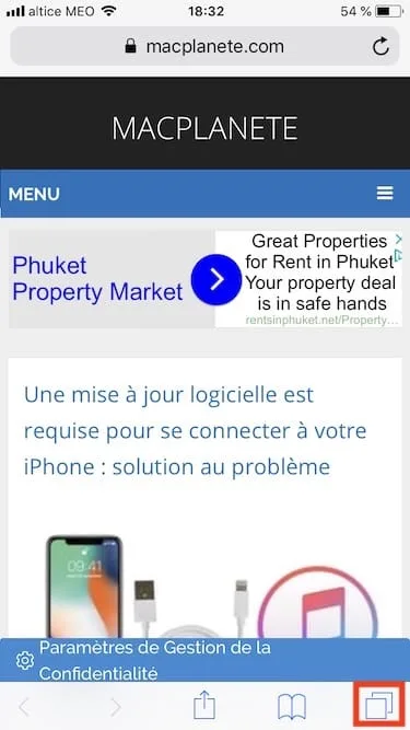 Fermer tous les onglets de Safari iPhone