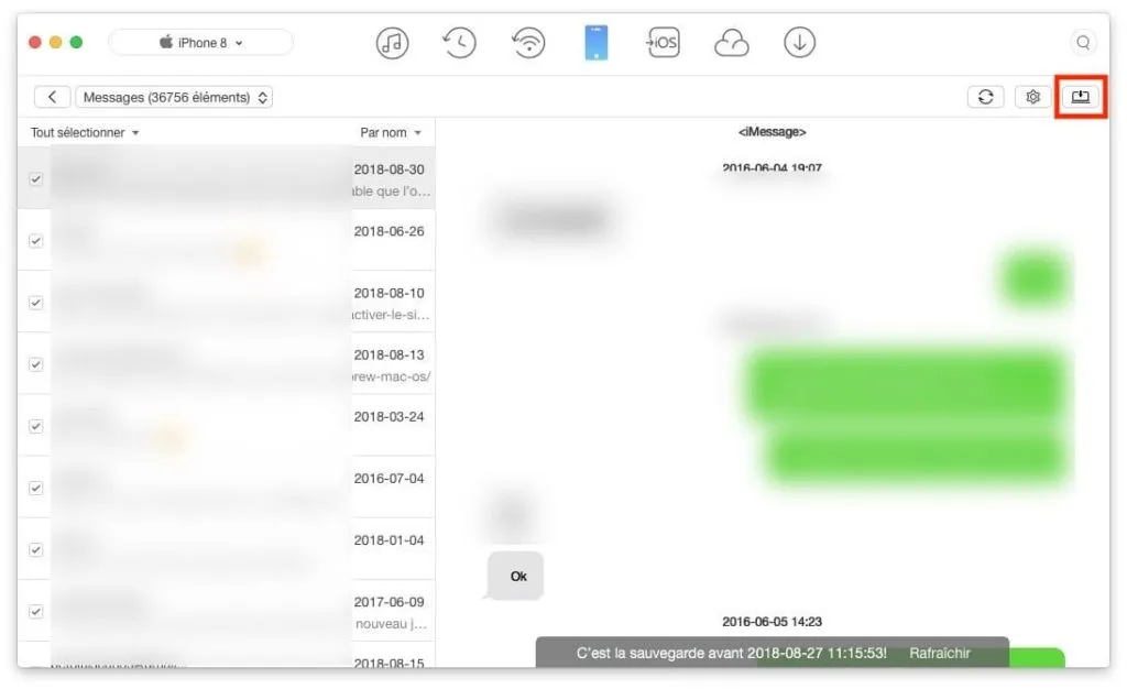Sauvegarder les Messages de son iPhone sms imessages mms