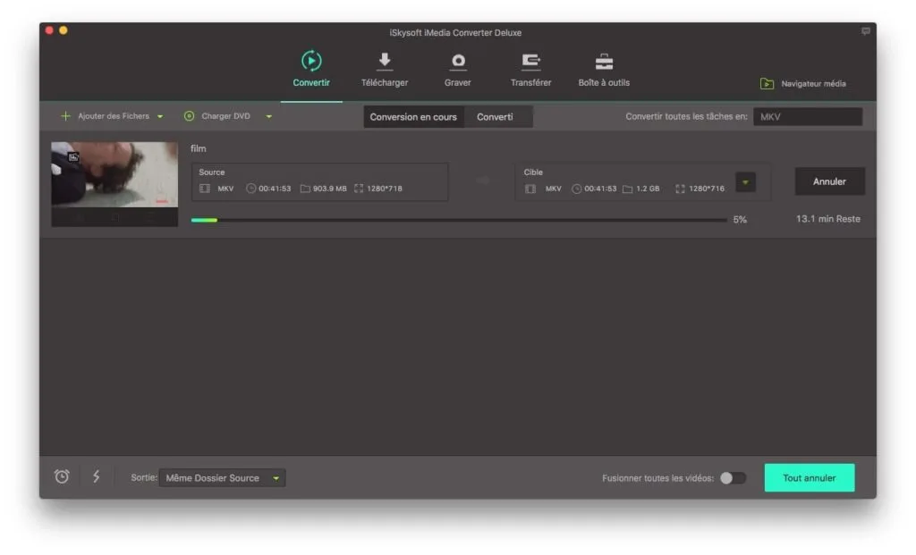 Ajouter des sous-titres dans une video sur Mac (fusionner) 4 Ajouter des sous-titres dans une video sur Mac conversion en cours