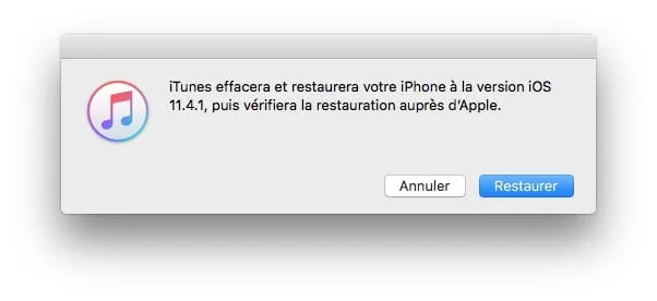 Downgrade iOS 12 vers iOS 11 effacement restauration ios 11.4.1