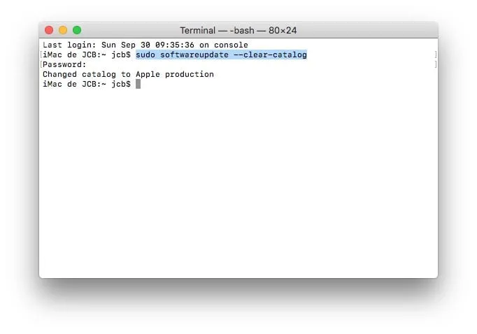 Telecharger le fichier dinstallation complet de macOS Mojave sudo softwareupdate --clear-catalog