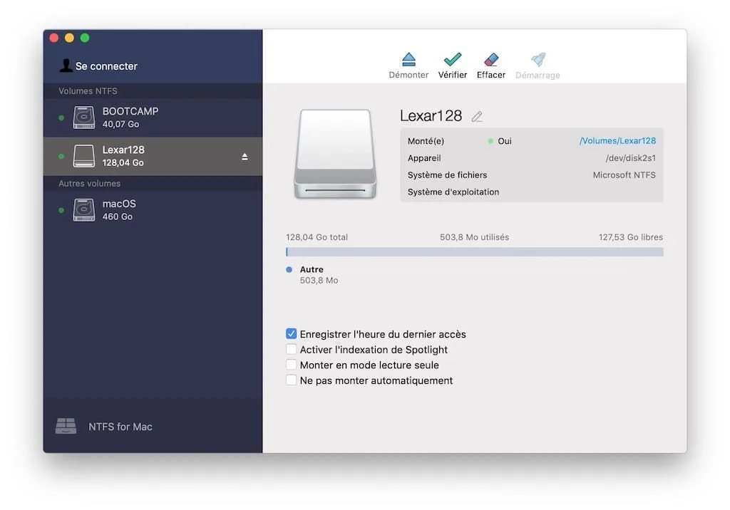 Formater en NTFS sur macOS Mojave