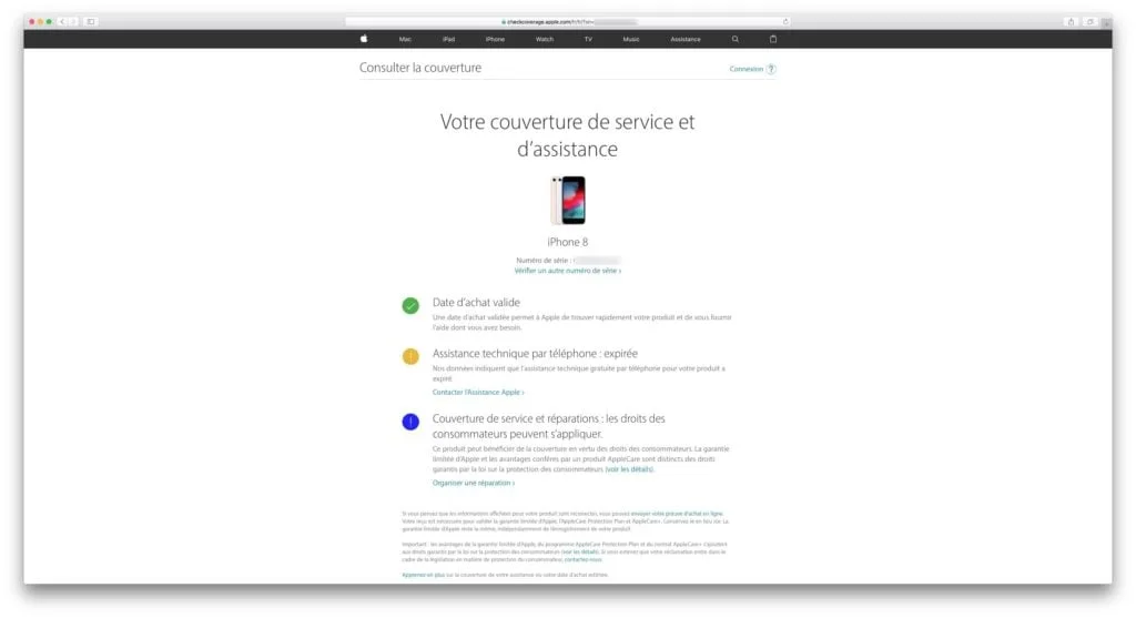 Vérifier la garantie de son iPhone, iPad, Mac, Apple TV 5 verifier la garantie de son iphone X XS XR 8
