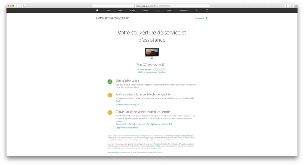 Vérifier la garantie de son iPhone, iPad, Mac, Apple TV 7 verifier la garantie de son iphone imac