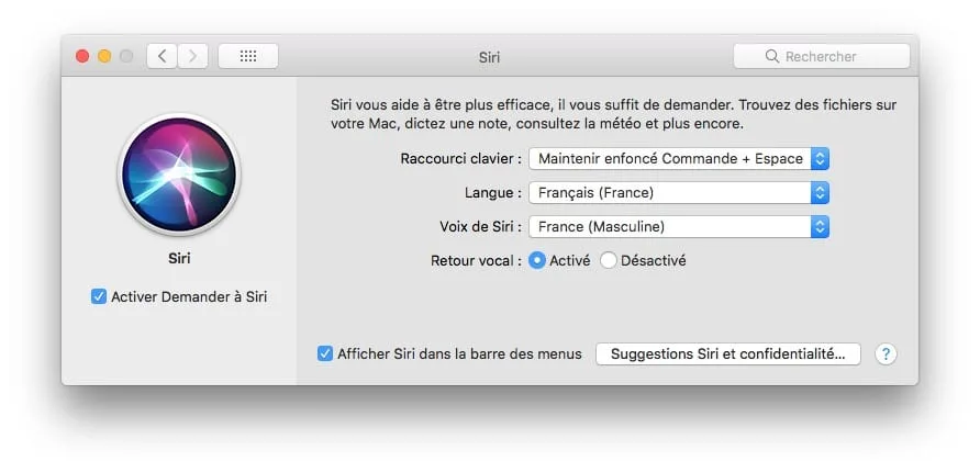 Siri apple mac voix masculine
