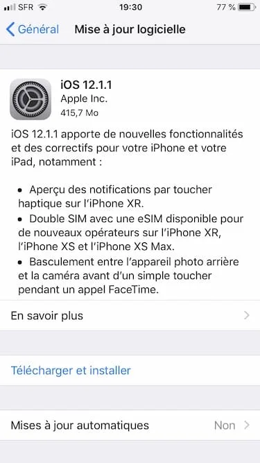iOS 12.1.1 : mise à jour pour iPhone, iPad, iPod (IPSW) 2 iOS 12.1.1 iphone ipad ipod mise a jour logicielle