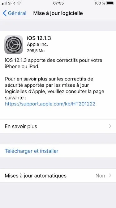 iOS 12.1.3 : mise à jour pour iPhone, iPad ( liens IPSW) 2 iOS 12.1.3 mise a jour logicielle