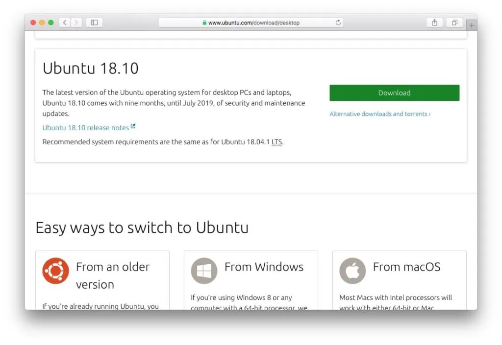 installer linux ubuntu 18.10 sur macos mojave 10.14