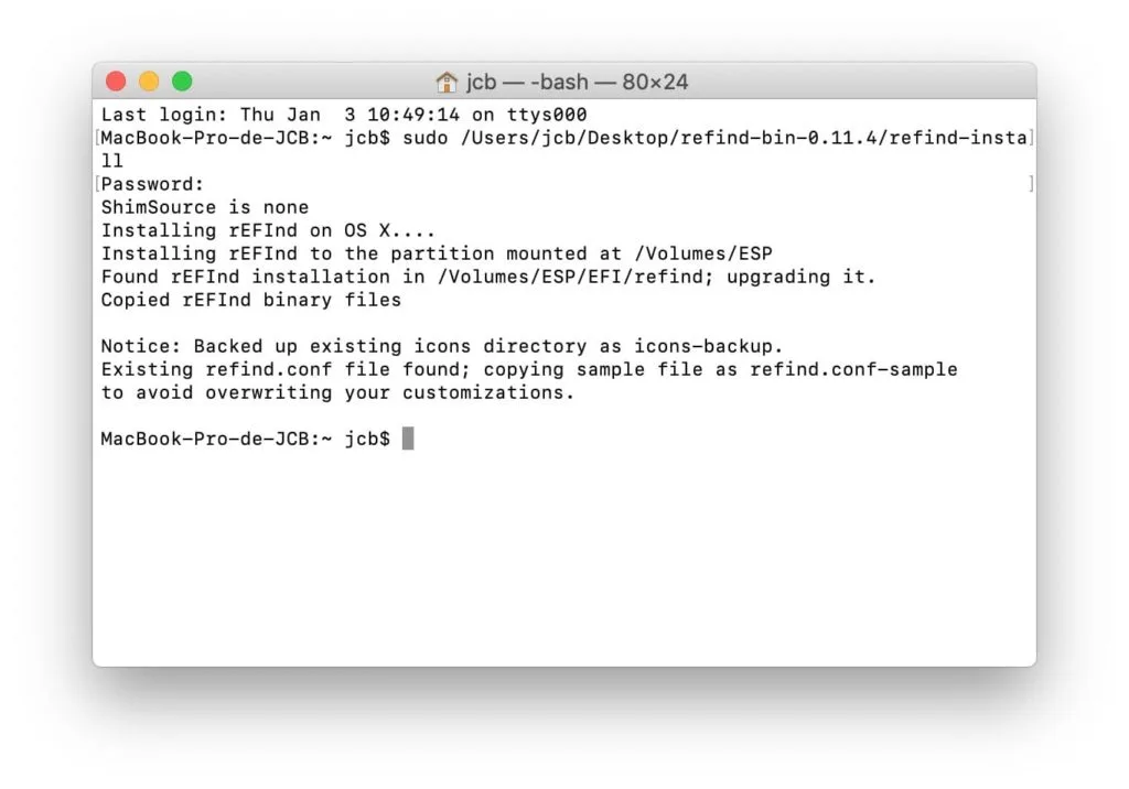 refind-install macos mojave