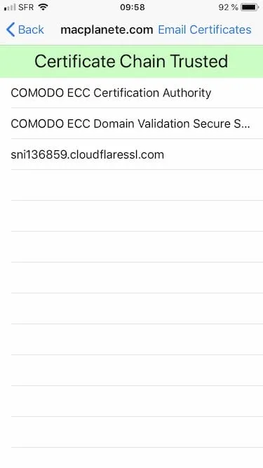 Afficher le certificat SSL dun site web sur iPhone ou iPad