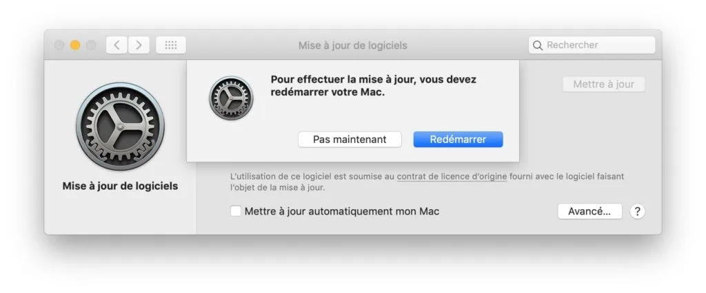 Mise a jour supplementaire macos mojave 10.14.3 redemarrer votre mac