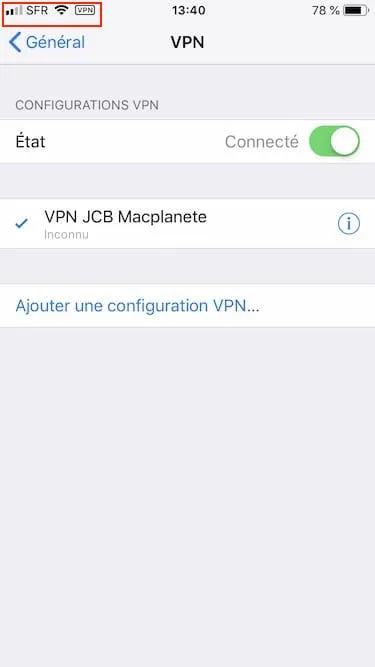 Configurer un VPN sur iPhone / iPad (manuellement) 8 VPN iphone connecte et actif